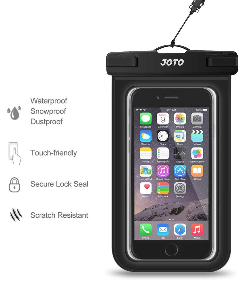 Universal Waterproof Case, Underwater Dry Bag for iPhone X, 8//7 Plus/6S/6/Plus, Samsung S9/S9 Plus/8, Google Pixel HTC up to 6.0-Black