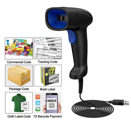 1D Fast Scanning Barcode Scanner usb wired with Stand