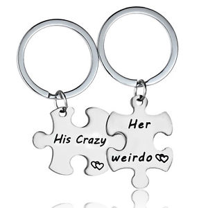 His Crazy Her Weirdo Matching Couples Keychains, Couples Necklaces