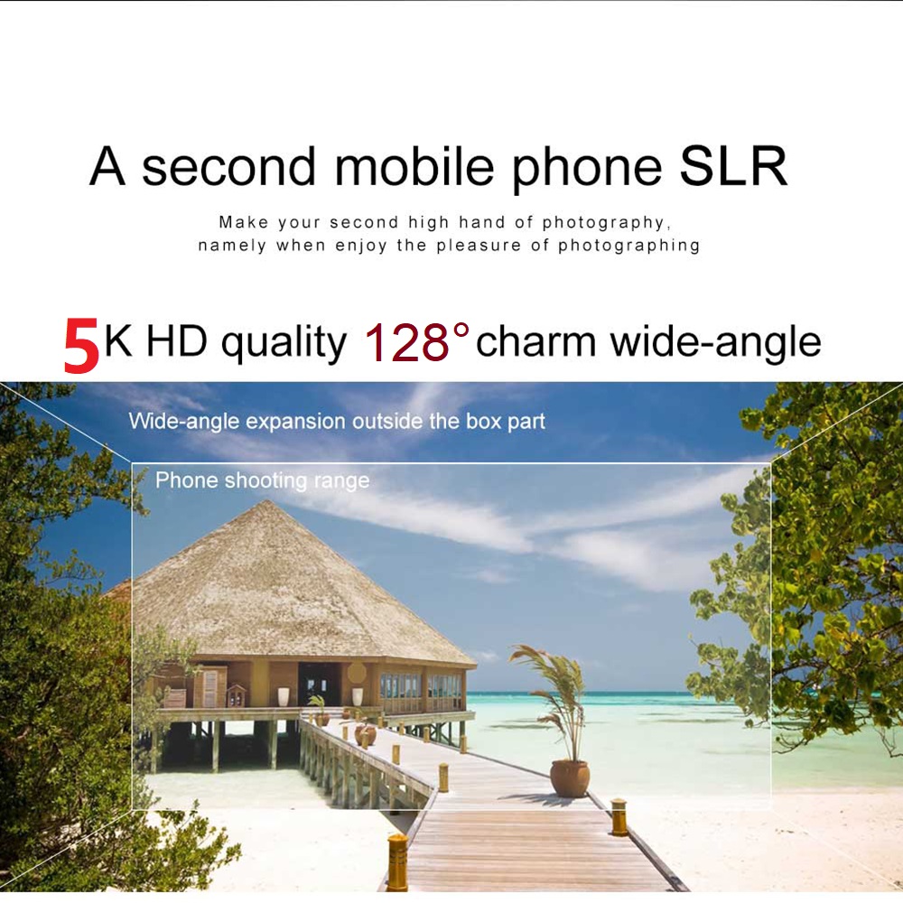 5K HD iPhone Camera Lens 3 in 1 Aspherical Wide Angle Double Glass Fish Eye 198 Degree Clip-On Phone Lens for Apple iPhone 8 Plus, Samsung, Andriod Phones