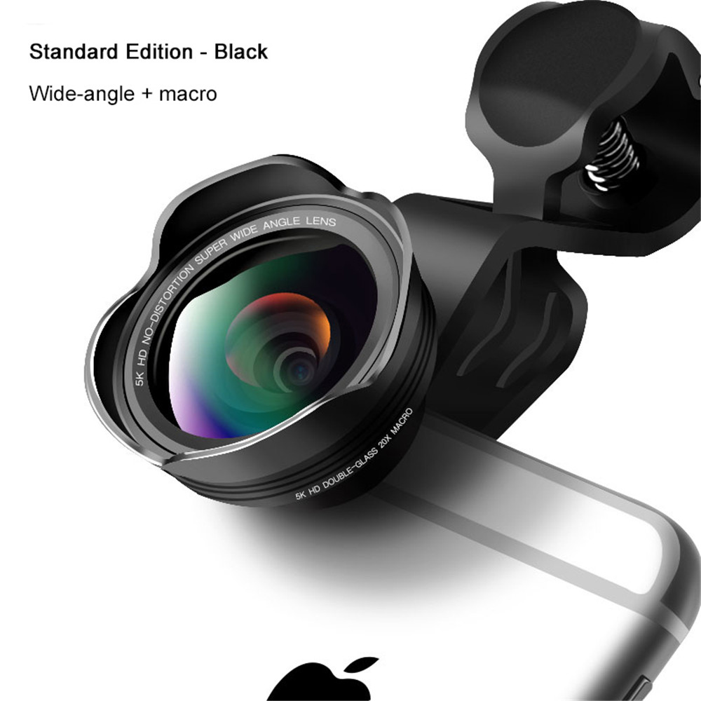 3 in 1 Aspherical Wide Angle 5K HD Smartphone Camera Lens for Apple iPhone Andriod Phones (No Distortion)