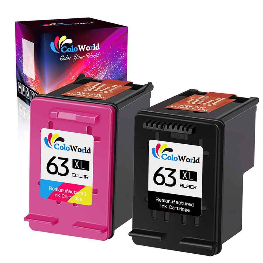 Re-manufactured HP Ink Cartridge Replacement for 63 XL Black and Tri-Color Combo Compatible with Envy 4520 4512 4516 4522 Officejet 3831 4655 Deskjet 1110 2130 3630 3632 printer