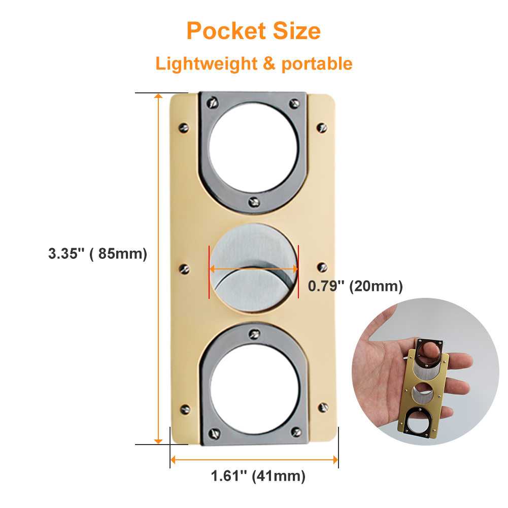 YUC Self Sharpening Stainless Steel Double Blade Guillotine Cigar Cutter