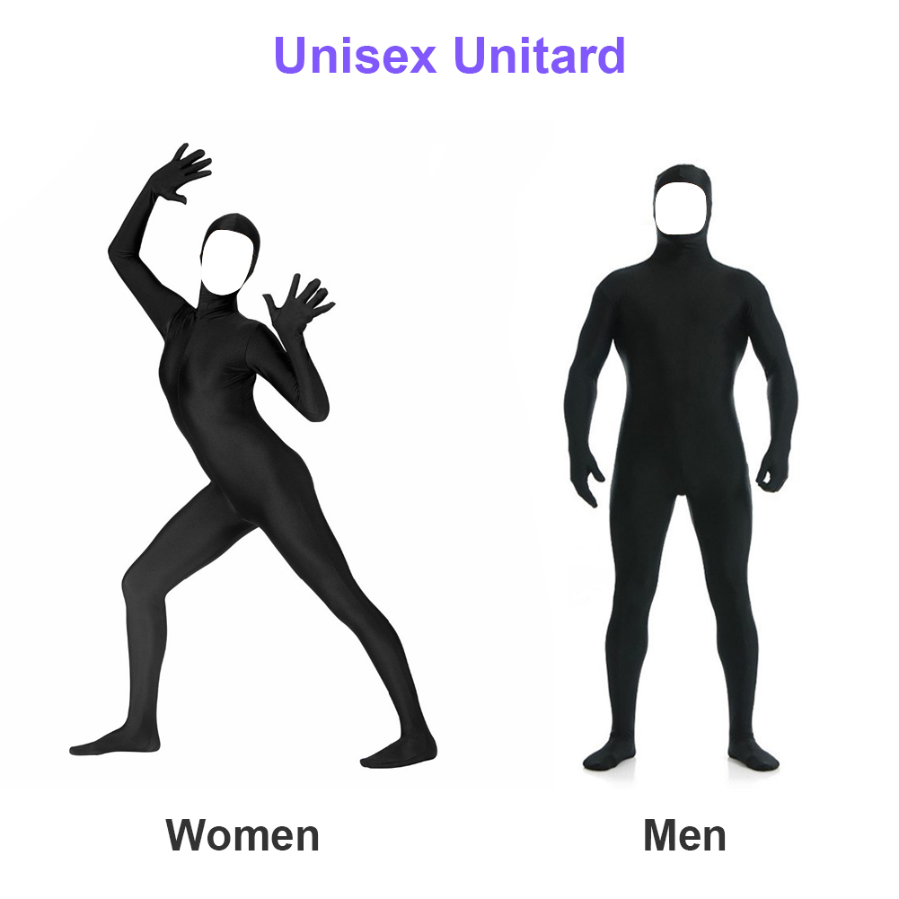 ADWLOO Black Unitard Microfiber Zentai Suit for Men and Women