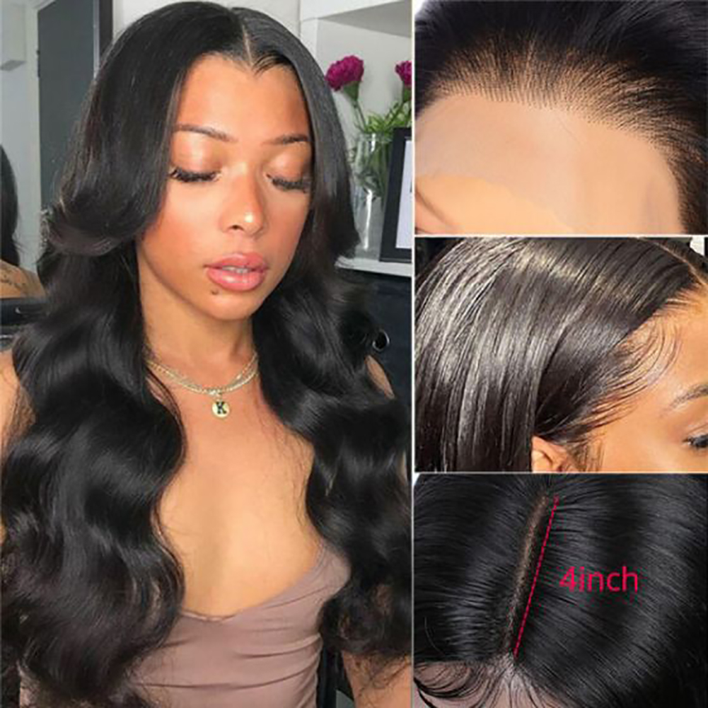Ugrace Hair Human Hair Lace front Wigs Body Wave Wigs for Black Women 4x4 Lace Closure Wigs 150% Density Pre Plucked With Baby Hair Natural Color