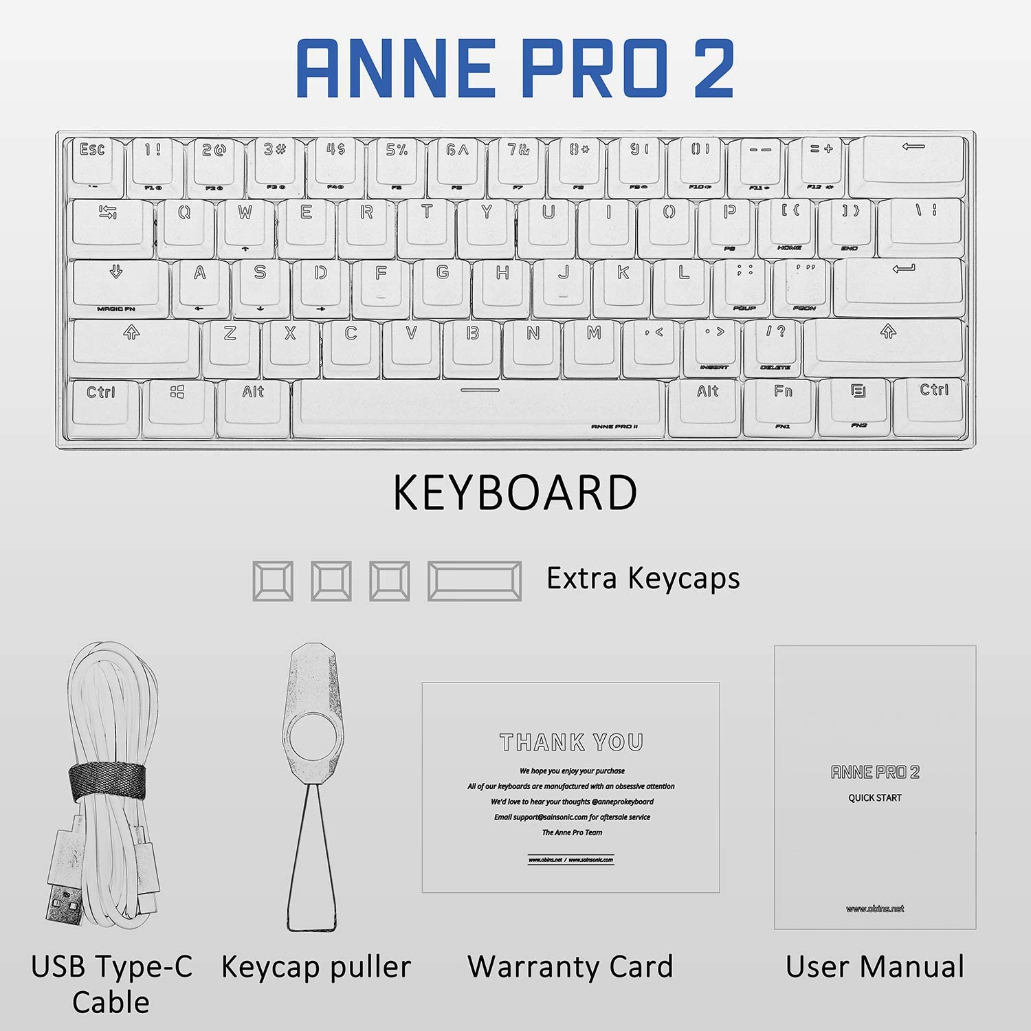 ANNE PRO 2 Wired/Wireless Mechanical Keyboard