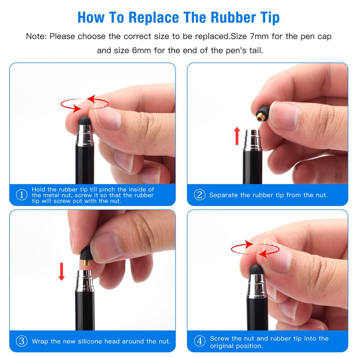 how to replace the rubber tip for stylus pen