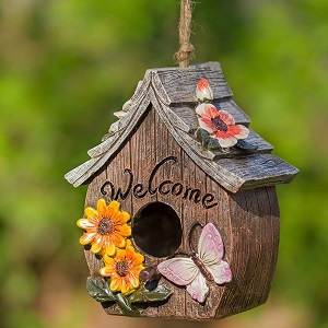 Butterfly and Flowers Hand-Painted Bird House.jpg