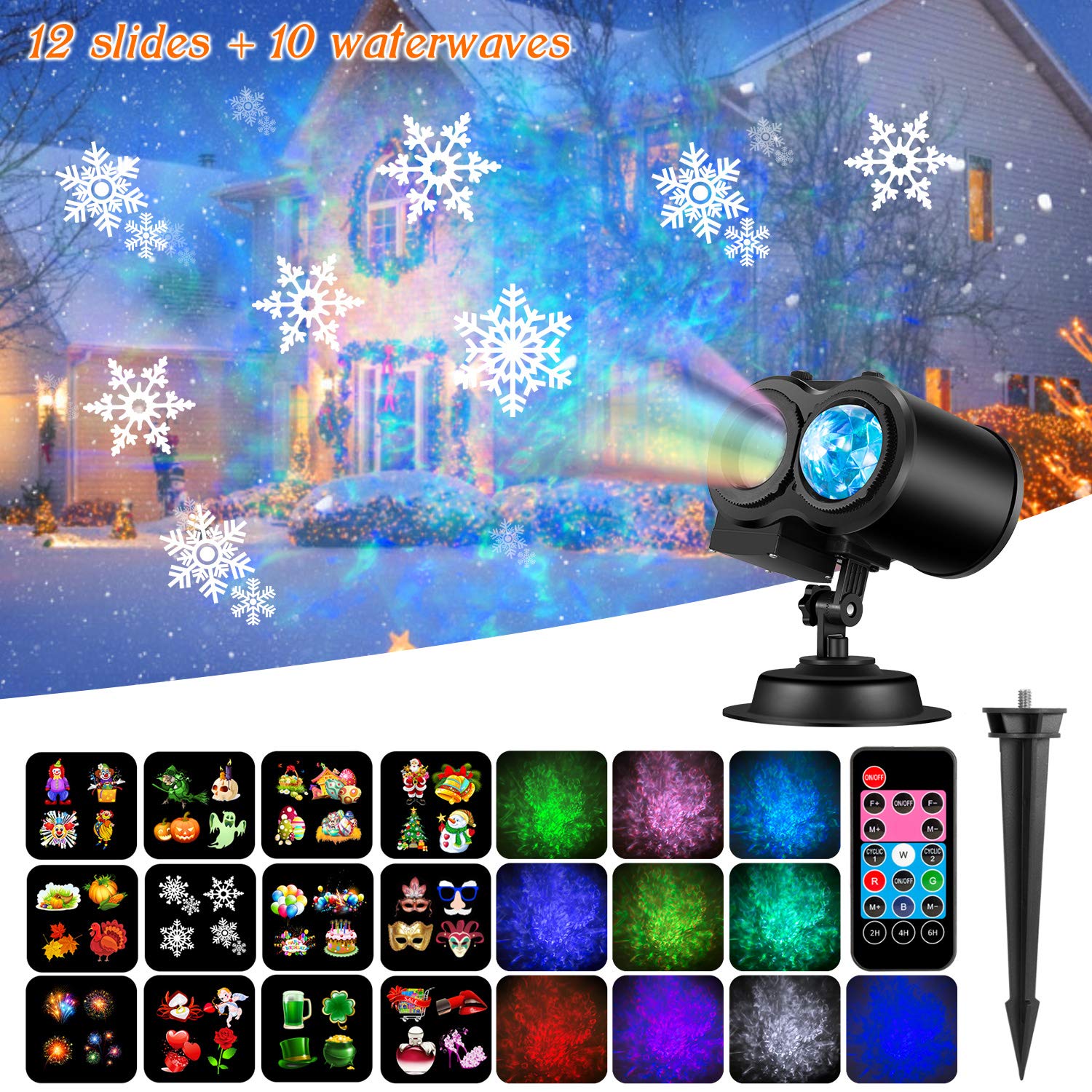 Fitfirst 2-in-1 Christmas Decoration Projector Lights