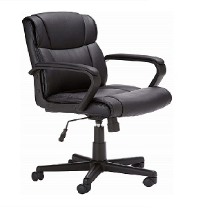 AmazonBasics Classic Leather-Padded Mid-Back Office Desk Chair