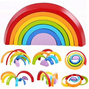 Lewo Wooden Rainbow Stacking Game Learning Toy