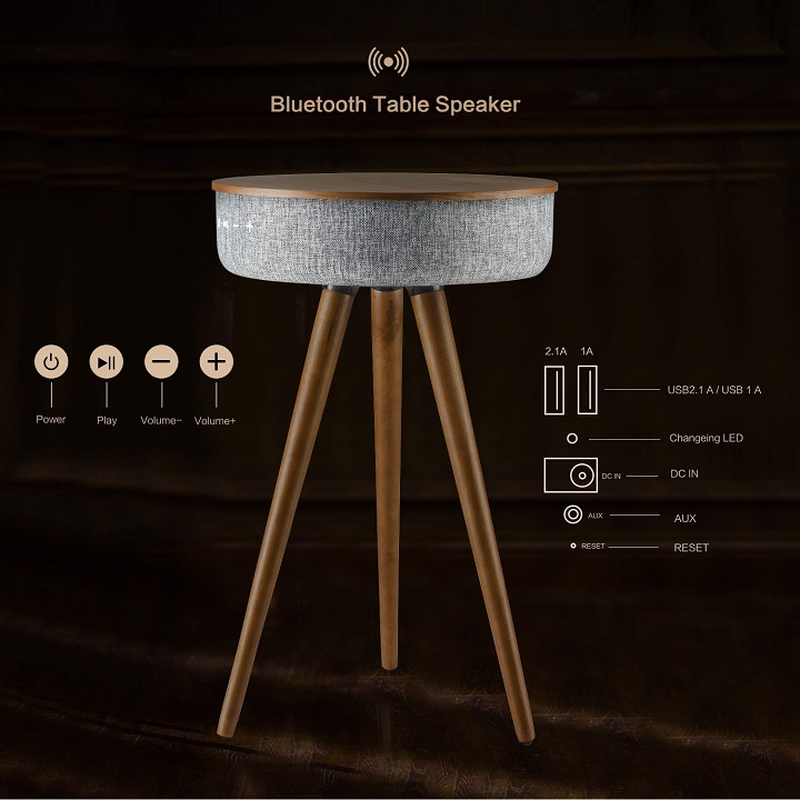 bluetooth speaker table with wireless charing